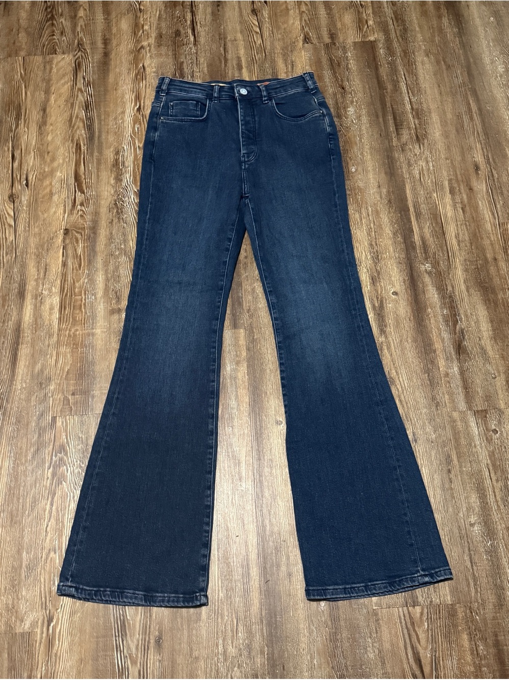 Pilcro The Icon Jeans Women's 28 High Rise Button Fly Dark Wash Flare Denim